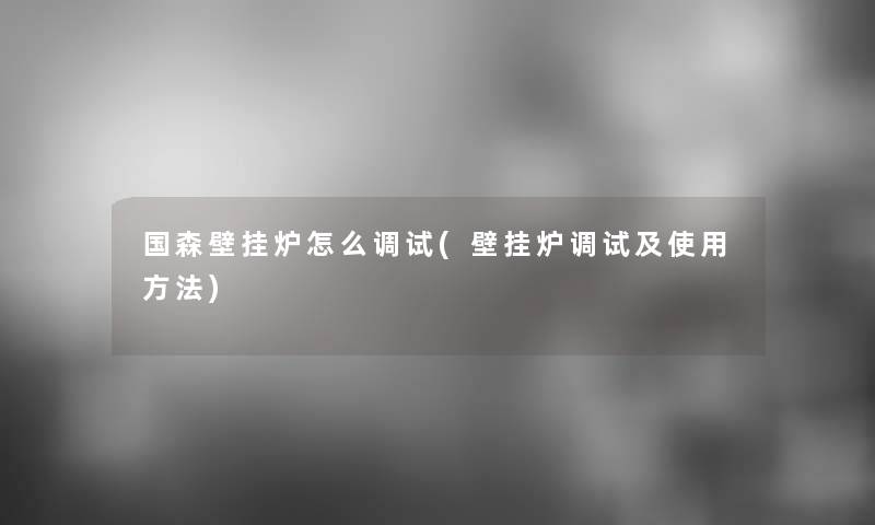 国森壁挂炉怎么调试(壁挂炉调试及使用方法) 国森壁挂炉怎么调试(壁挂炉调试及使用方法)