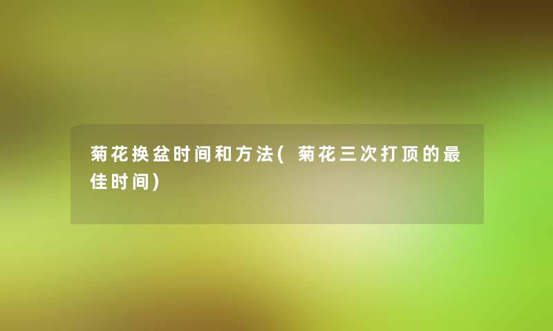 菊花换盆时间和方法(菊花三次打顶的理想时间) 菊花换盆时间和方法(菊花三次打顶的理想时间)