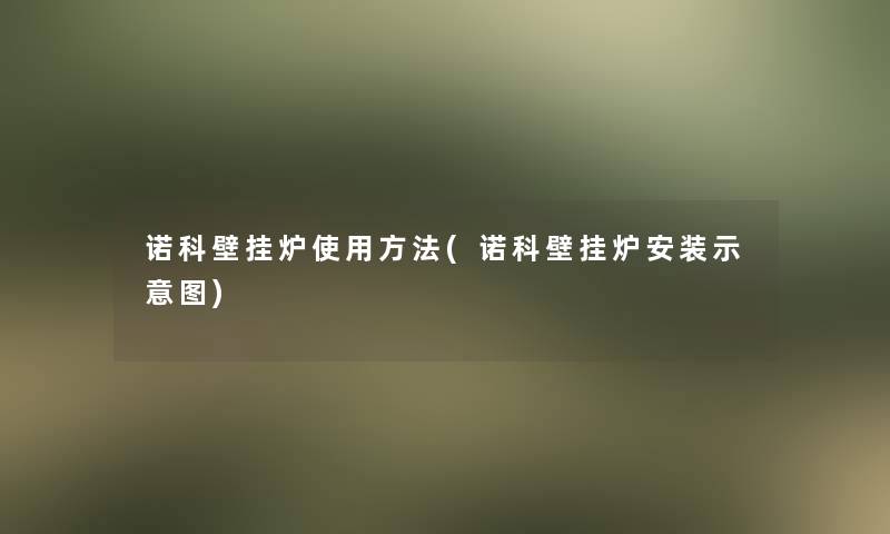 诺科壁挂炉使用方法(诺科壁挂炉安装示意图) 诺科壁挂炉使用方法(诺科壁挂炉安装示意图)