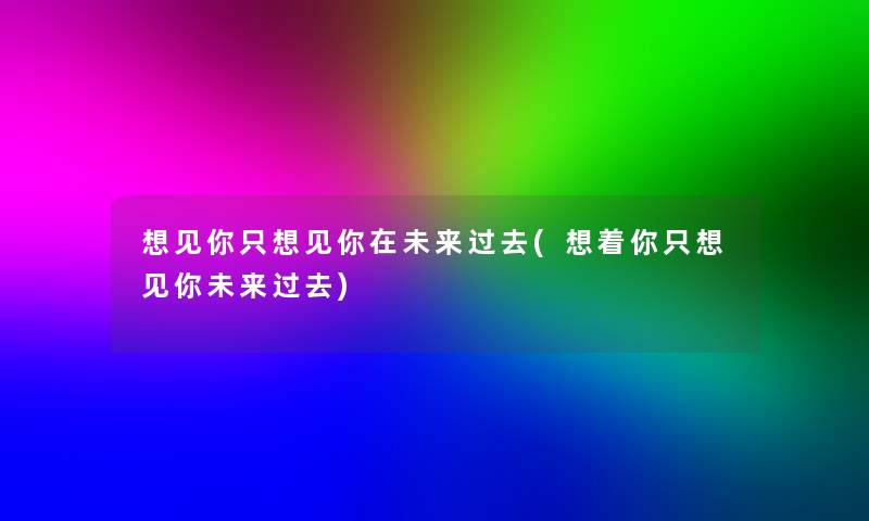 想见你只想见你在未来过去(想着你只想见你未来过去)