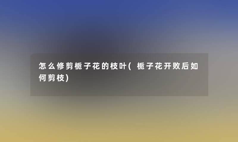 怎么修剪栀子花的枝叶(栀子花开败后如何剪枝) 怎么修剪栀子花的枝叶(栀子花开败后如何剪枝)