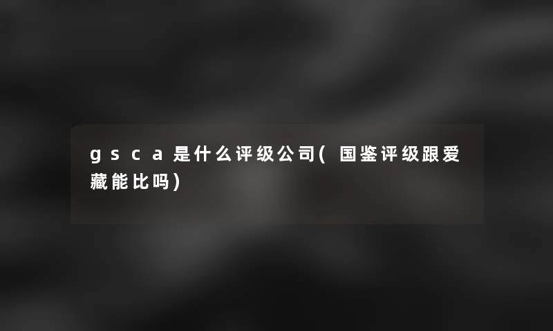 gsca是什么评级公司(国鉴评级跟爱藏能比吗)