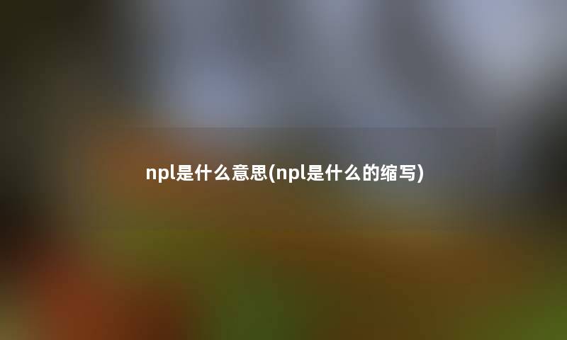 npl是什么意思(npl是什么的缩写)