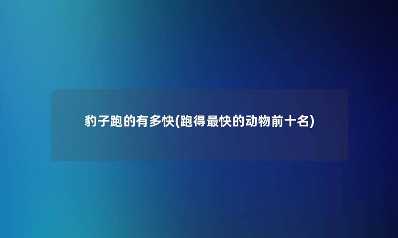 豹子跑的有多快(跑得快的动物前十名) 豹子跑的有多快(跑得快的动物前十名)