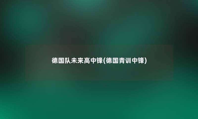 德国队未来高中锋(德国青训中锋) 德国队未来高中锋(德国青训中锋)