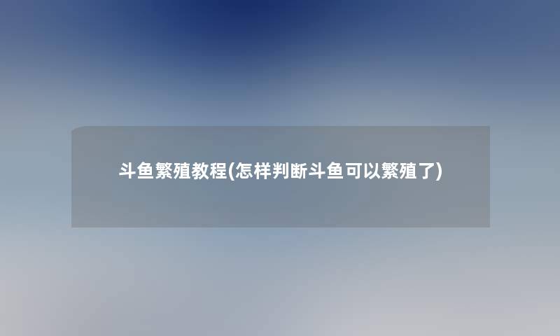 斗鱼繁殖教程(怎样判断斗鱼可以繁殖了) 斗鱼繁殖教程(怎样判断斗鱼可以繁殖了)