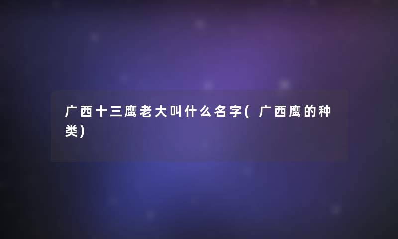 广西十三鹰老大叫什么名字(广西鹰的种类) 广西十三鹰老大叫什么名字(广西鹰的种类)