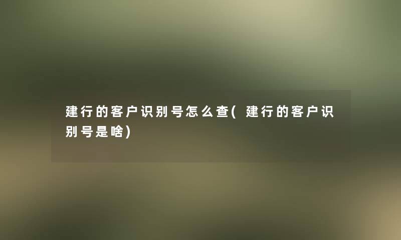 建行的客户识别号怎么查(建行的客户识别号是啥) 建行的客户识别号怎么查(建行的客户识别号是啥)