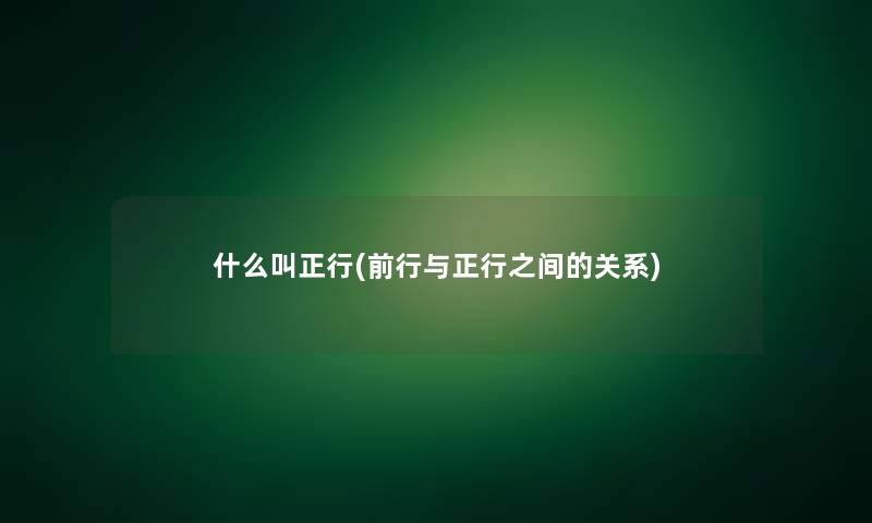 什么叫正行(前行与正行之间的关系) 什么叫正行(前行与正行之间的关系)