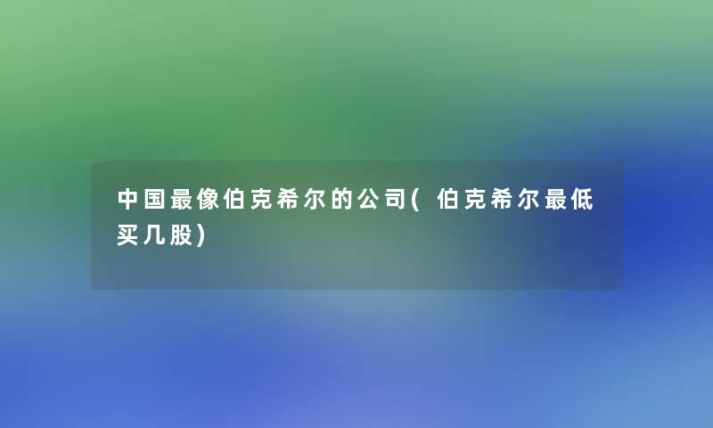 中国像伯克希尔的公司(伯克希尔低买几股) 中国像伯克希尔的公司(伯克希尔低买几股)