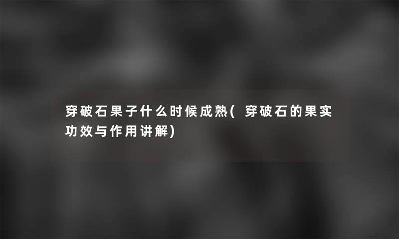穿破石果子什么时候成熟(穿破石的果实功效与作用讲解) 穿破石果子什么时候成熟(穿破石的果实功效与作用讲解)