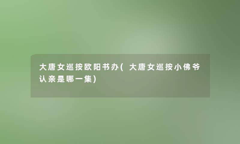 大唐女巡按欧阳书办(大唐女巡按小佛爷认亲是哪一集) 大唐女巡按欧阳书办(大唐女巡按小佛爷认亲是哪一集)