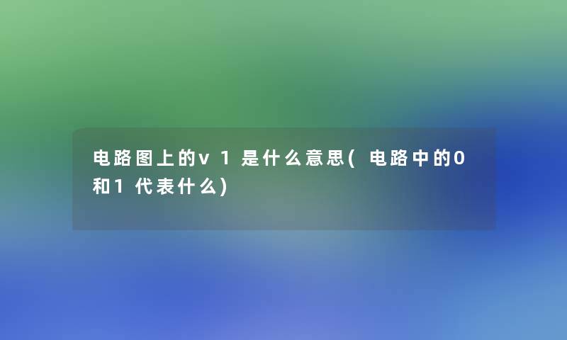 电路图上的v1是什么意思(电路中的0和1代表什么) 电路图上的v1是什么意思(电路中的0和1代表什么)
