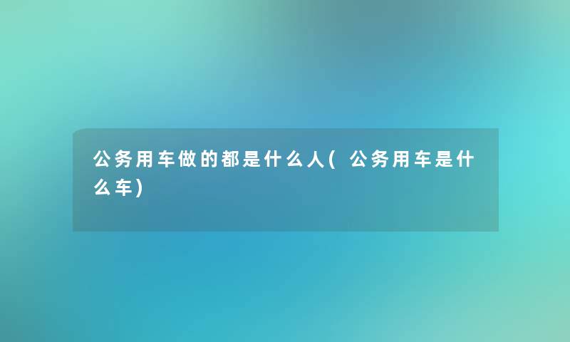 公务用车做的都是什么人(公务用车是什么车)