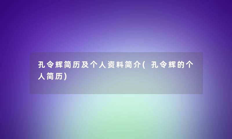 孔令辉简历及个人资料简介(孔令辉的个人简历)