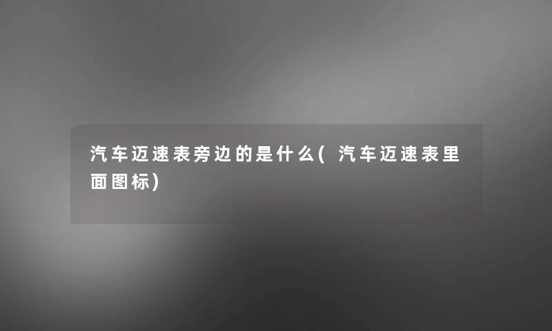 汽车迈速表旁边的是什么(汽车迈速表里面图标) 汽车迈速表旁边的是什么(汽车迈速表里面图标)