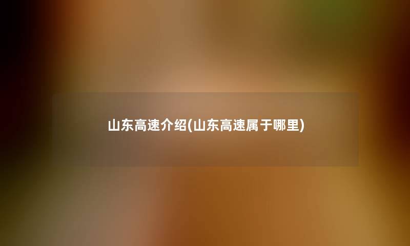 山东高速介绍(山东高速属于哪里)