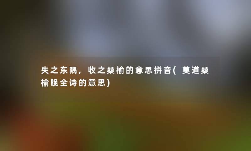 失之东隅,收之桑榆的意思拼音(莫道桑榆晚全诗的意思)